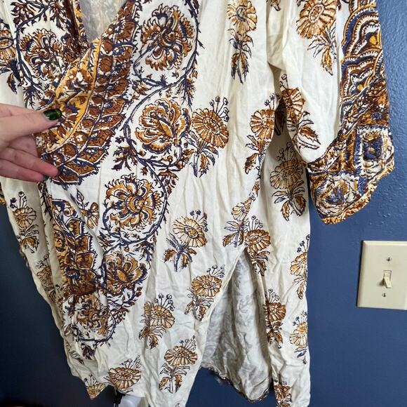 Billabong Brown Floral Boho Kimono Open Front Lightweight Cover Up Kimono Large - Picture 3 of 5